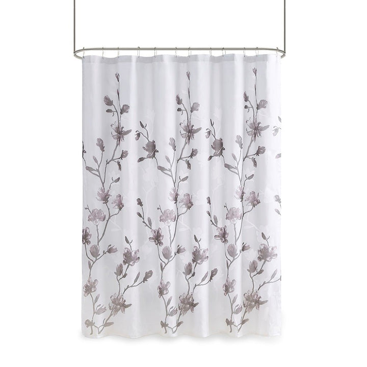 Gracie Mills Alfred Floral Printed Burnout Shower Curtain and Liner - GRACE-12687 Image 1