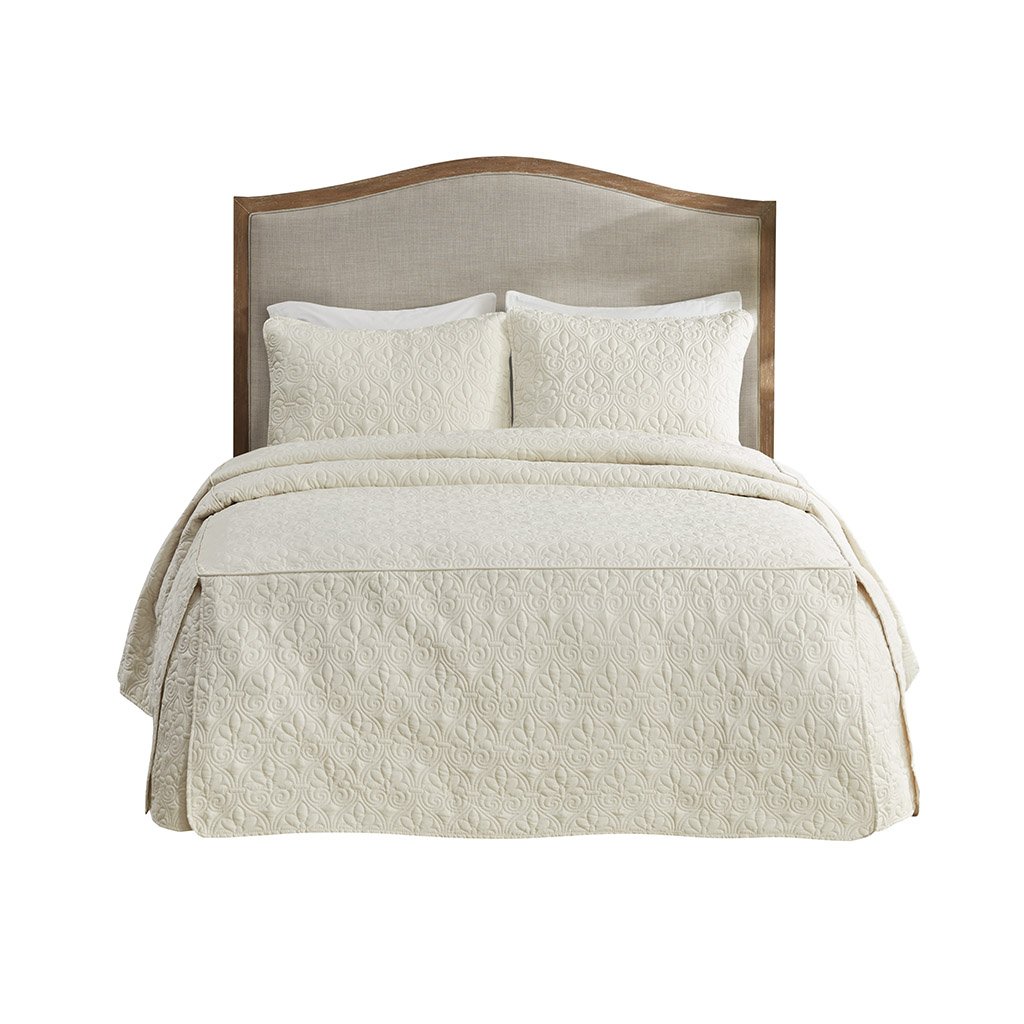 Gracie Mills Sandy 3 Piece Quilted Bedspread Set Split Corner Soft Cream GRACE-12667 Image 1