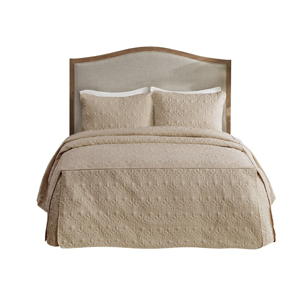 Gracie Mills Sandy 3 Piece Quilted Bedspread Set Split Corner Soft Cream GRACE-12667 Image 1