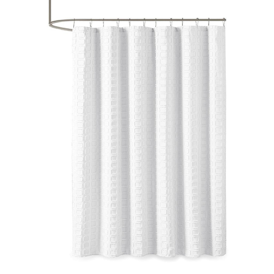 Gracie Mills Erwin Modern Woven Square Clipped Solid Shower Curtain - GRACE-13021 Image 1