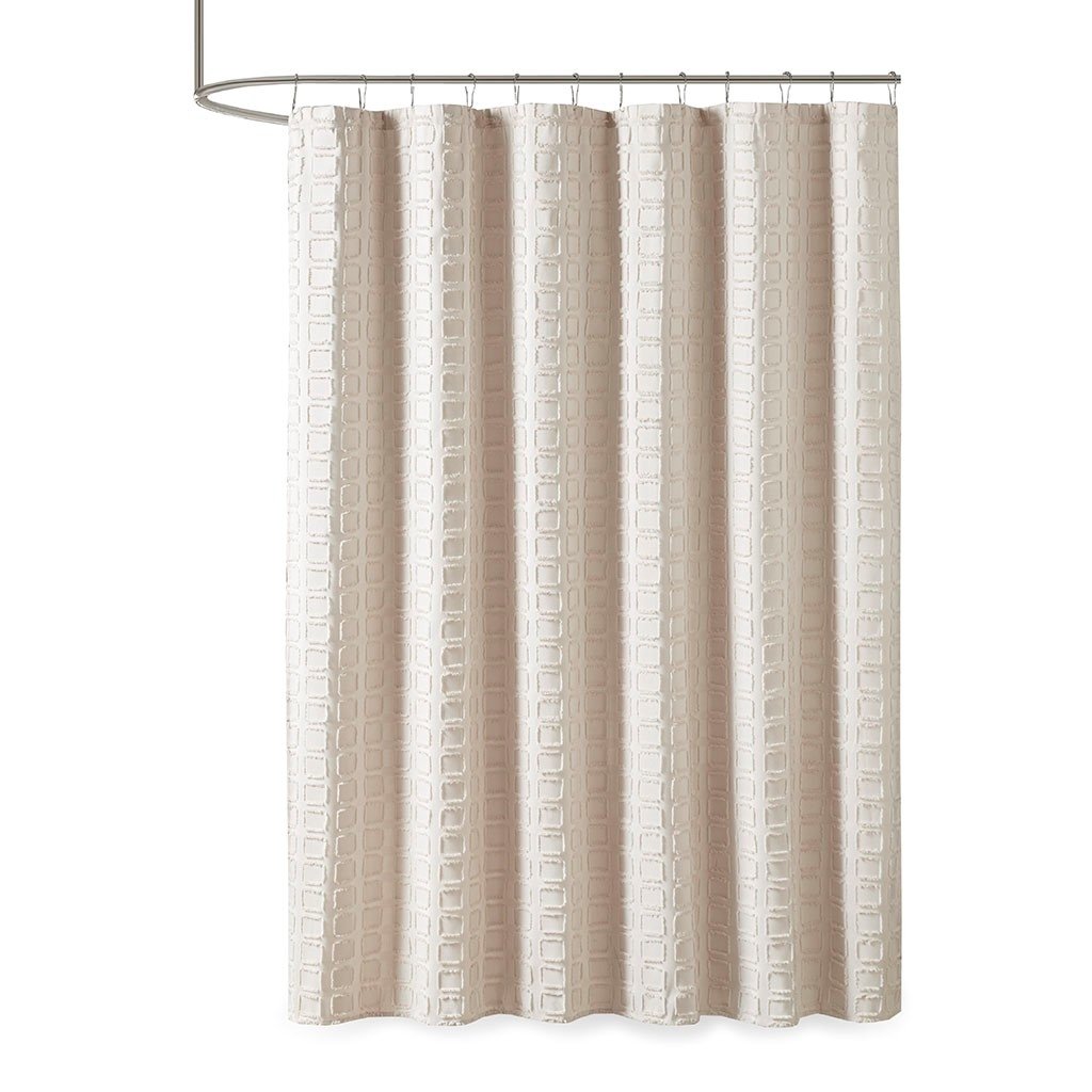 Gracie Mills Erwin Modern Woven Square Clipped Solid Shower Curtain - GRACE-13021 Image 1