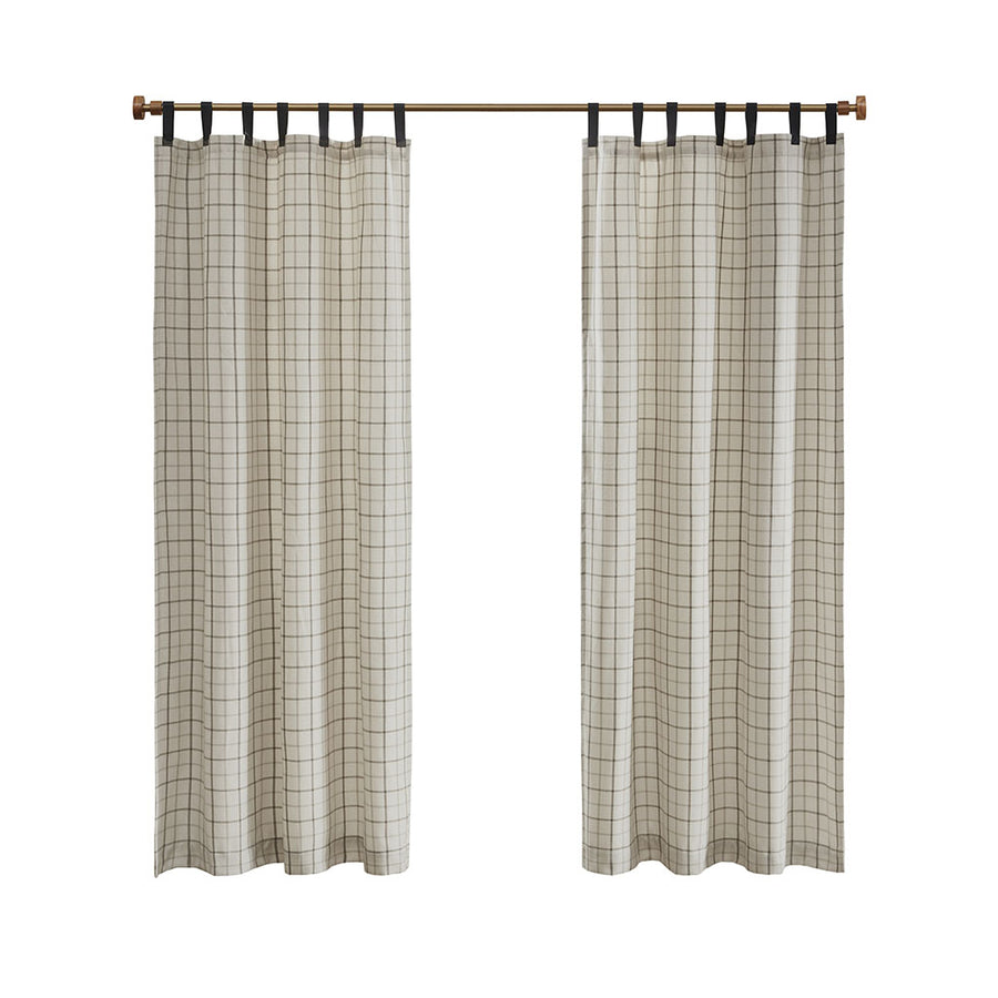 Gracie Mills Brianna Rustic Plaid Faux Leather Tab Top Curtain Panel - GRACE-13261 Image 1