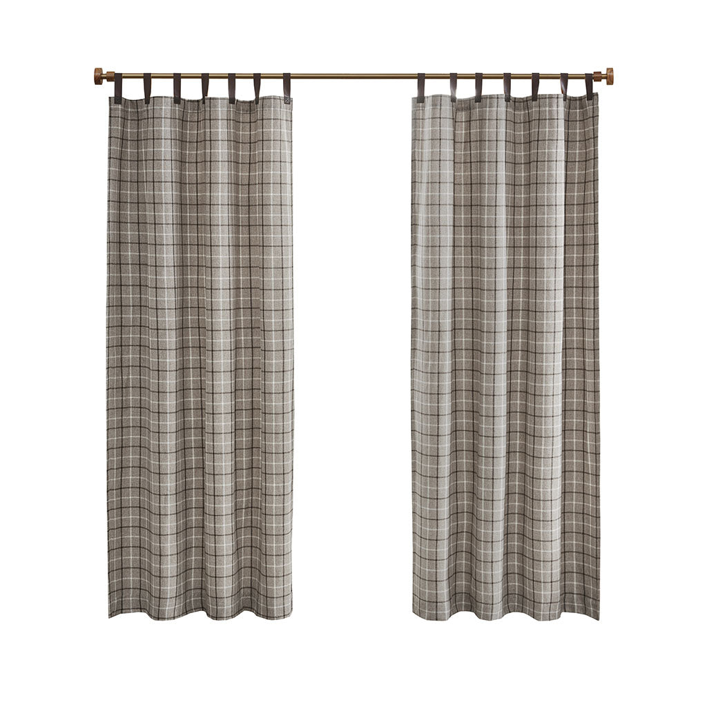 Gracie Mills Brianna Rustic Plaid Faux Leather Tab Top Curtain Panel - GRACE-13261 Image 2