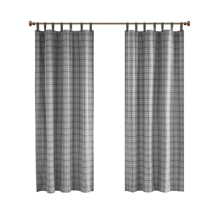 Gracie Mills Brianna Rustic Plaid Faux Leather Tab Top Curtain Panel - GRACE-13261 Image 3