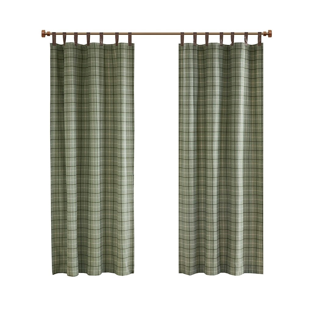 Gracie Mills Brianna Rustic Plaid Faux Leather Tab Top Curtain Panel - GRACE-13261 Image 1