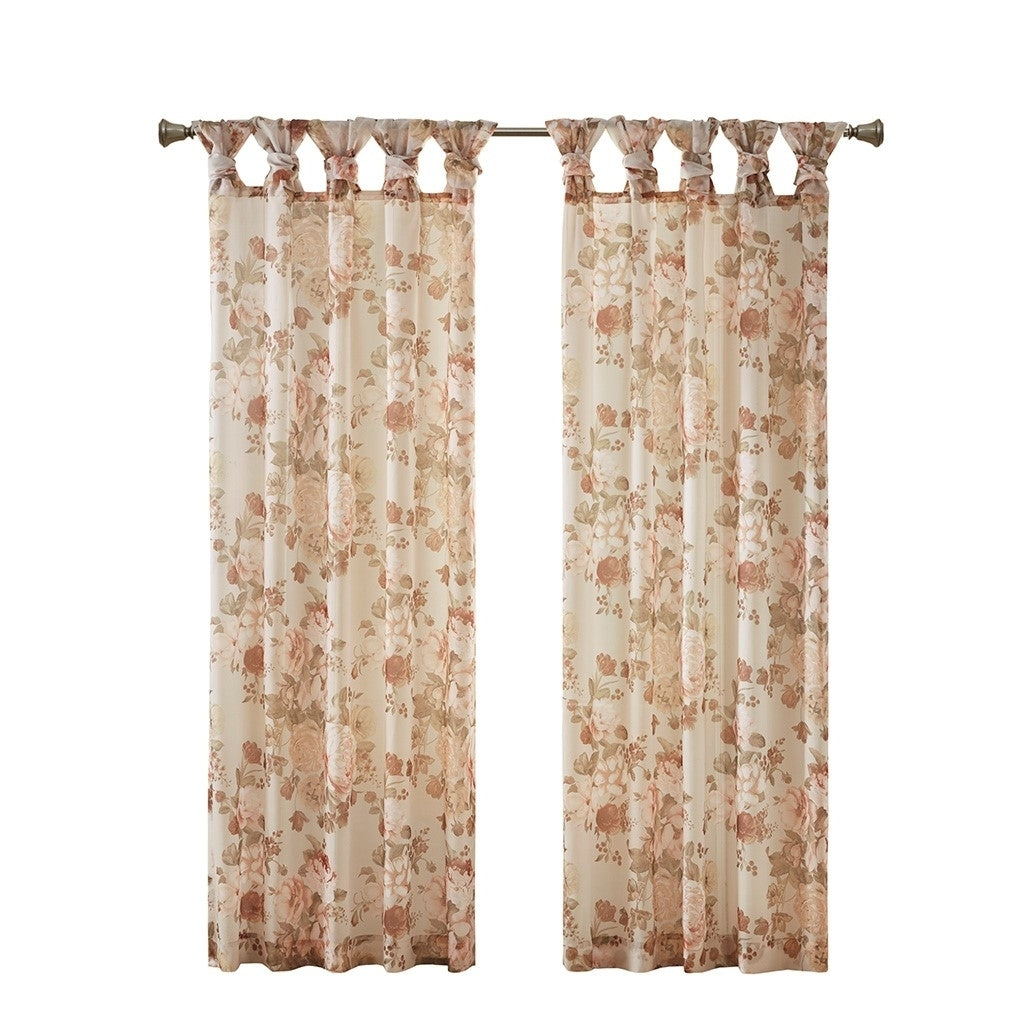 Gracie Mills Caelum Floral Print Twist Tab Top Voile Sheer Curtain - GRACE-13260 Image 4