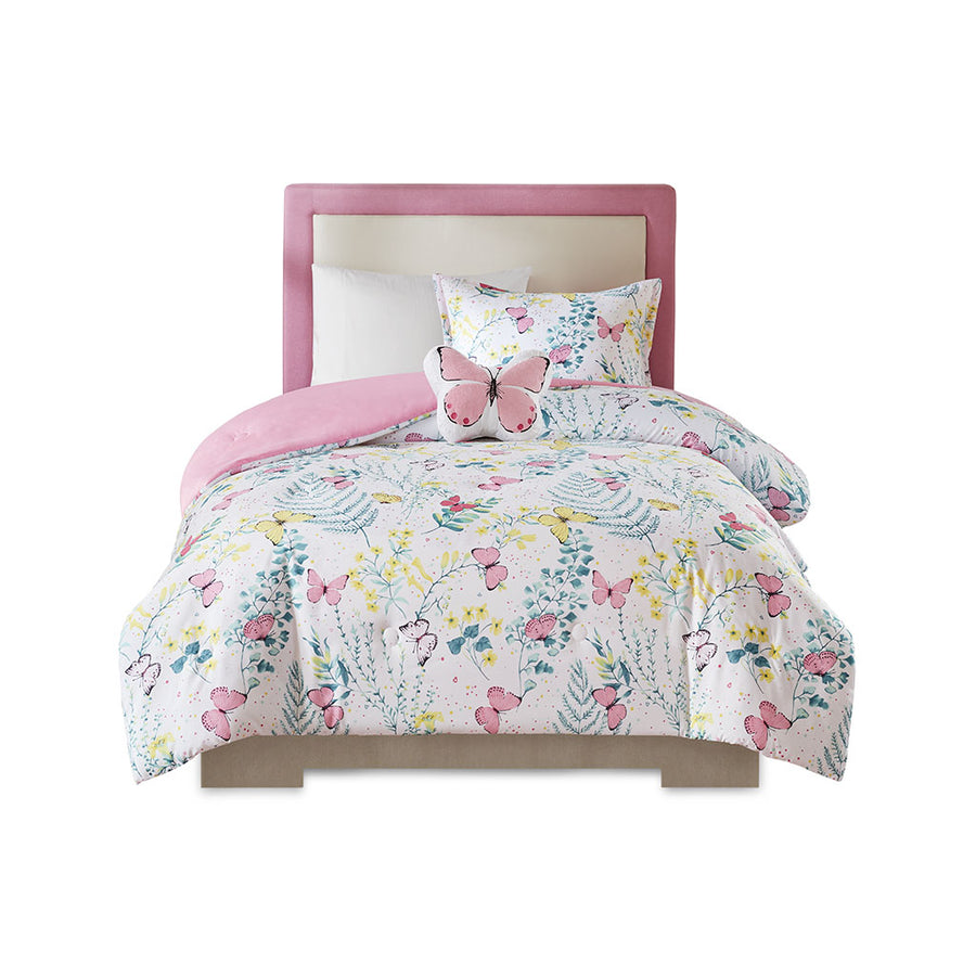 Gracie Mills Ysolde Butterfly Dreams 4-Piece Comforter Set for Kids - GRACE-13289 Image 1