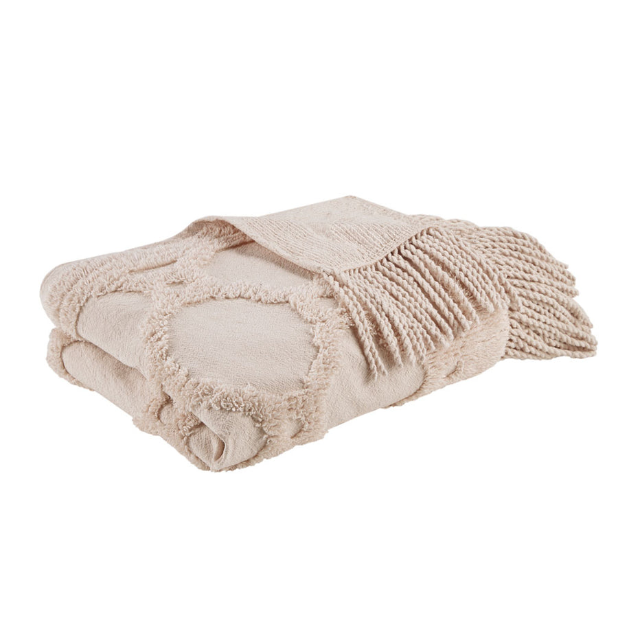 Gracie Mills Frieda Cotton Tufted Chenille Throw with Fringe Tassels 50" x 60" - GRACE-13374 Image 1