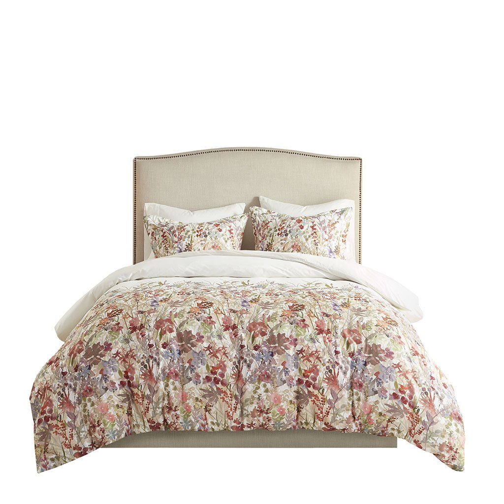 Gracie Mills Watercolor Floral Cotton Duvet Cover Set Twin 3-Piece GRACE-13278 Image 1