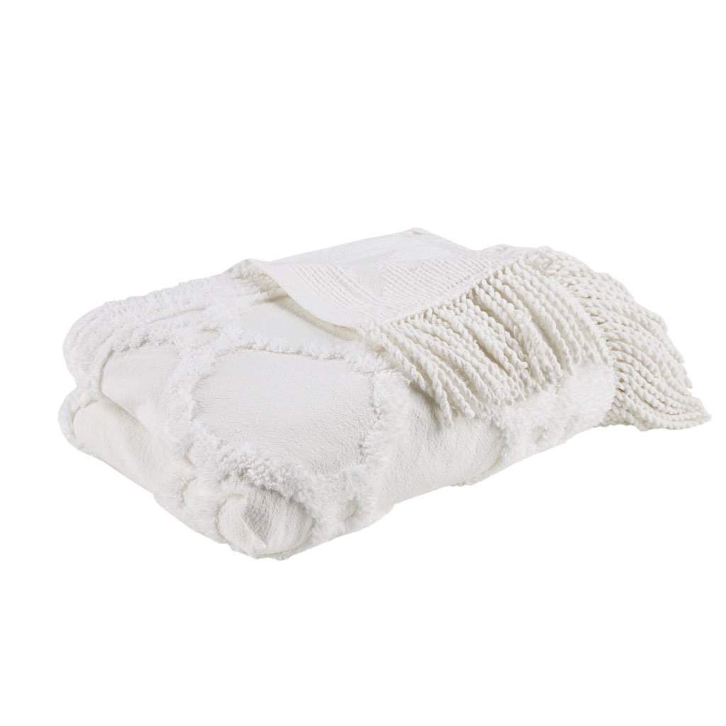 Gracie Mills Frieda Cotton Tufted Chenille Throw with Fringe Tassels 50" x 60" - GRACE-13374 Image 3