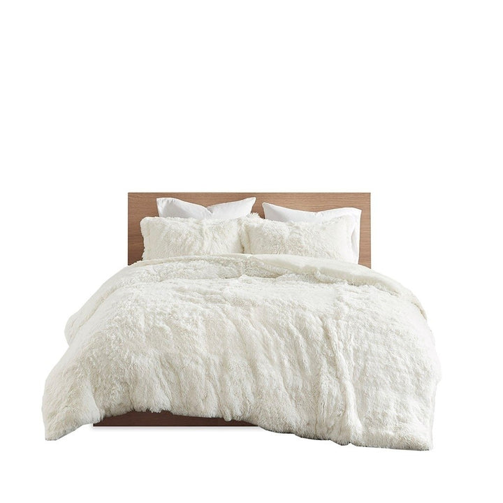 Gracie Mills Susie Solid Shaggy Long faux Duvet Cover Set - GRACE-13593 Image 4