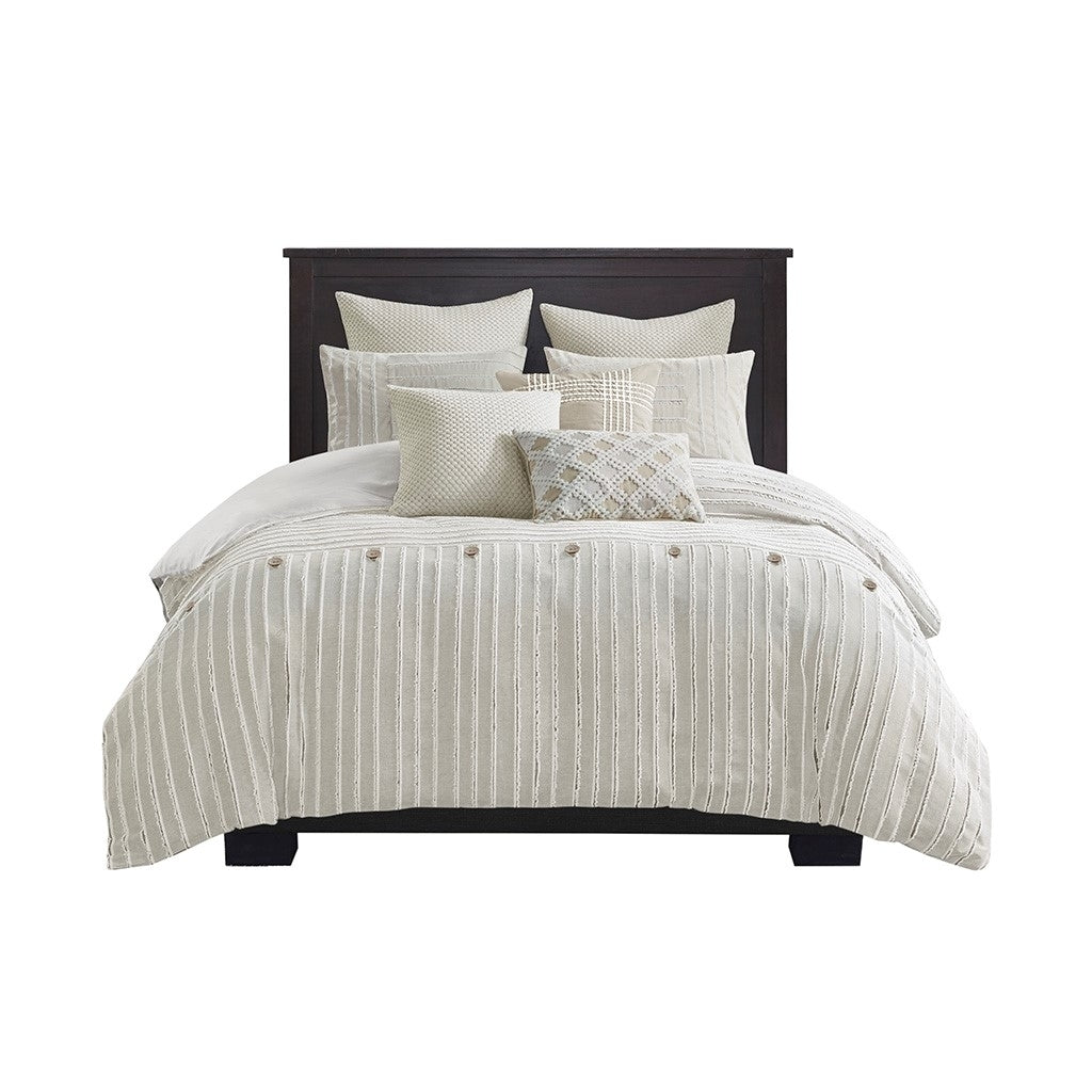 Gracie Mills Cora Oversized Cotton Clipped Jacquard Comforter Set with Euro Shams Throw Pillows - GRACE-13615 Image 6