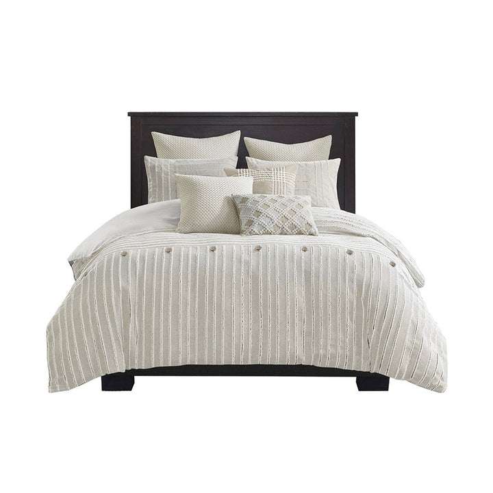 Gracie Mills Cora Oversized Cotton Clipped Jacquard Comforter Set with Euro Shams Throw Pillows - GRACE-13615 Image 1
