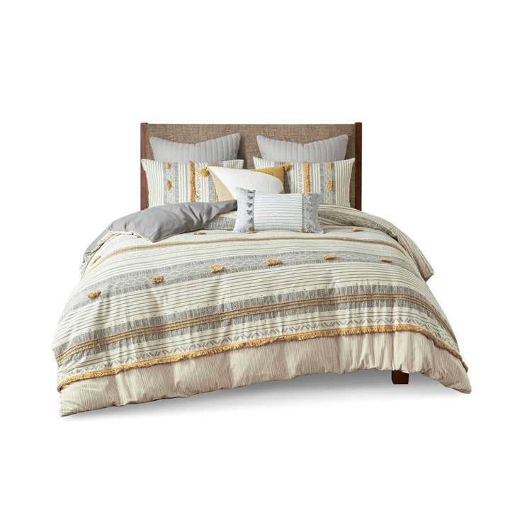 Gracie Mills Belinda Serene Stripe 3-Piece Cotton Comforter Set - GRACE-13738 Image 1