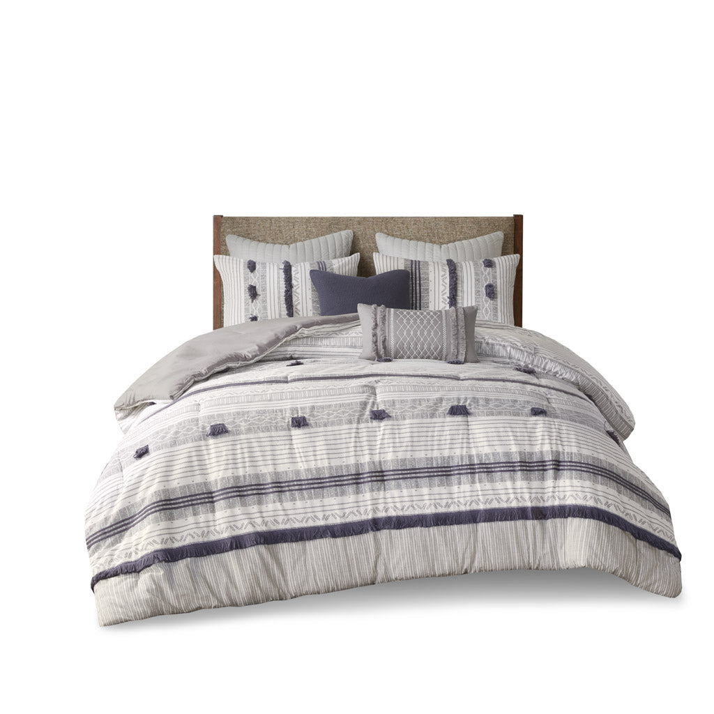 Gracie Mills Belinda Serene Stripe 3-Piece Cotton Comforter Set - GRACE-13738 Image 1