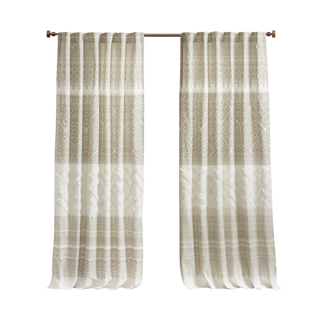Gracie Mills Robbins Chenille-Detailed Cotton Printed Curtain Panel with Lining - GRACE-13995 Image 1