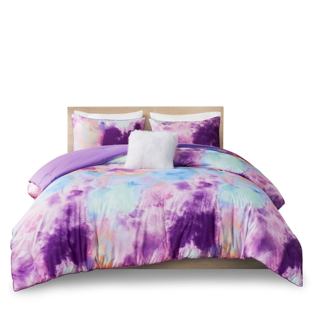 Gracie Mills Orion Dreamscape Watercolor Tie Dye Comforter Set with Cozy Throw Pillow - GRACE-14068 Image 4