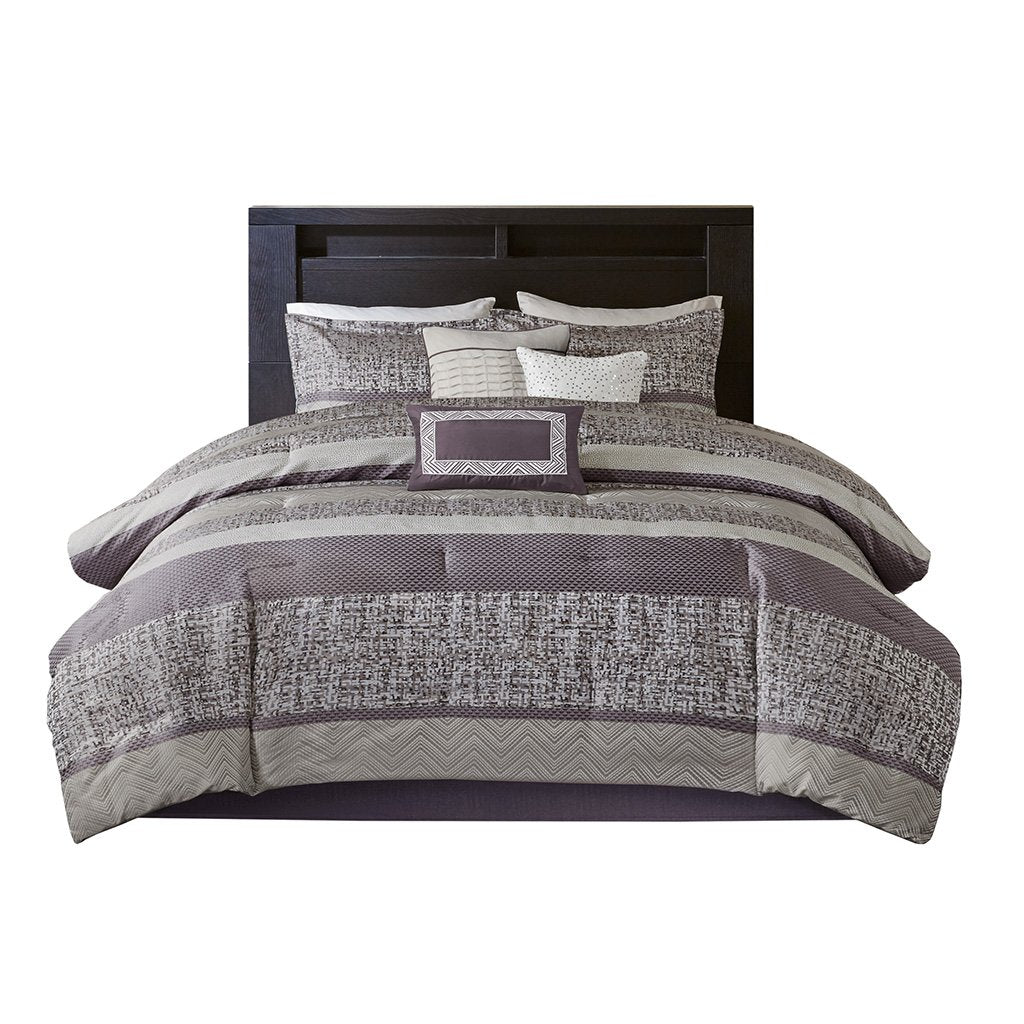 Gracie Mills Hickman 7-Piece Transitional Striped Jacquard Comforter Set - GRACE-14306 Image 1