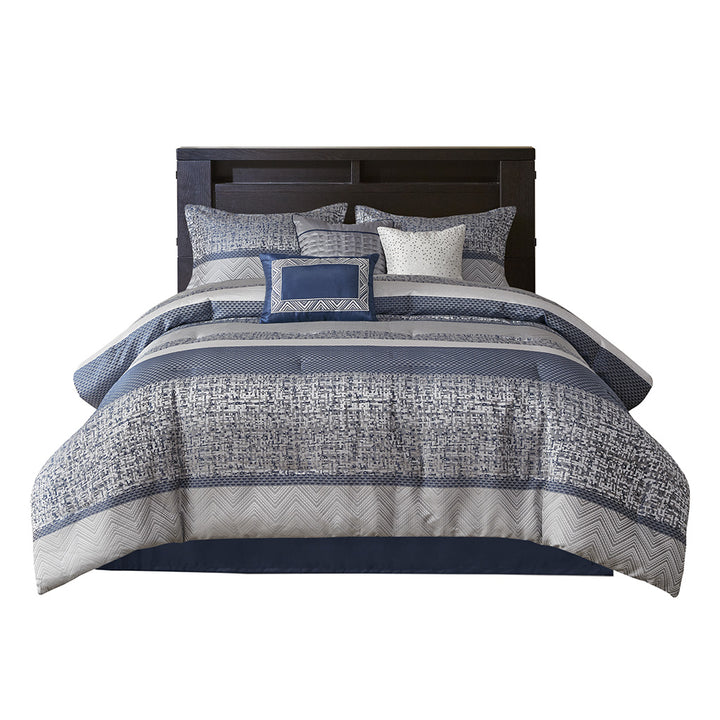 Gracie Mills Hickman 7-Piece Transitional Striped Jacquard Comforter Set - GRACE-14306 Image 6