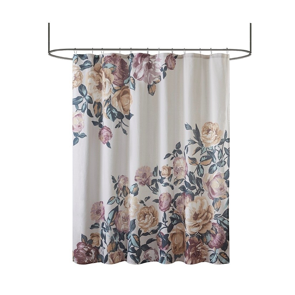 Gracie Mills Mata Floral Print Cotton Boucle Shower Curtain - GRACE-14491 Image 1