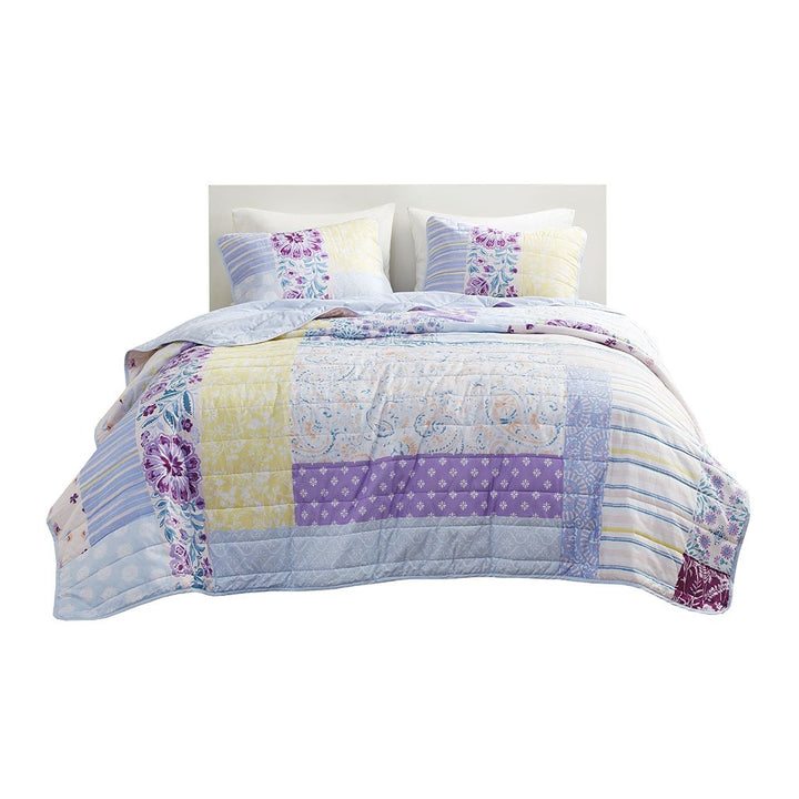 Gracie Mills Zarek Patchwork Print Quilted Reversible Cotton Coverlet Set - GRACE-14518 Image 1