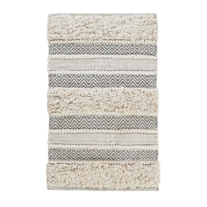 Gracie Mills Stripe Bath Rug GRACE-14672 Handwoven Texture 20x30 Soft Luxury Image 1