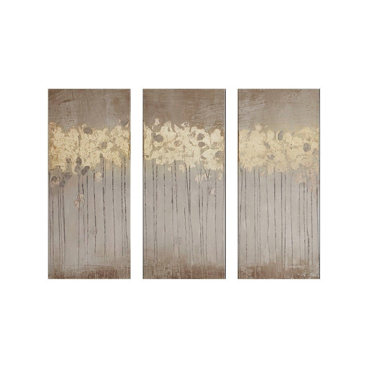 Gracie Mills Frederic Gold Foil Abstract 3-piece Canvas Wall Art Set - GRACE-14668 Image 1