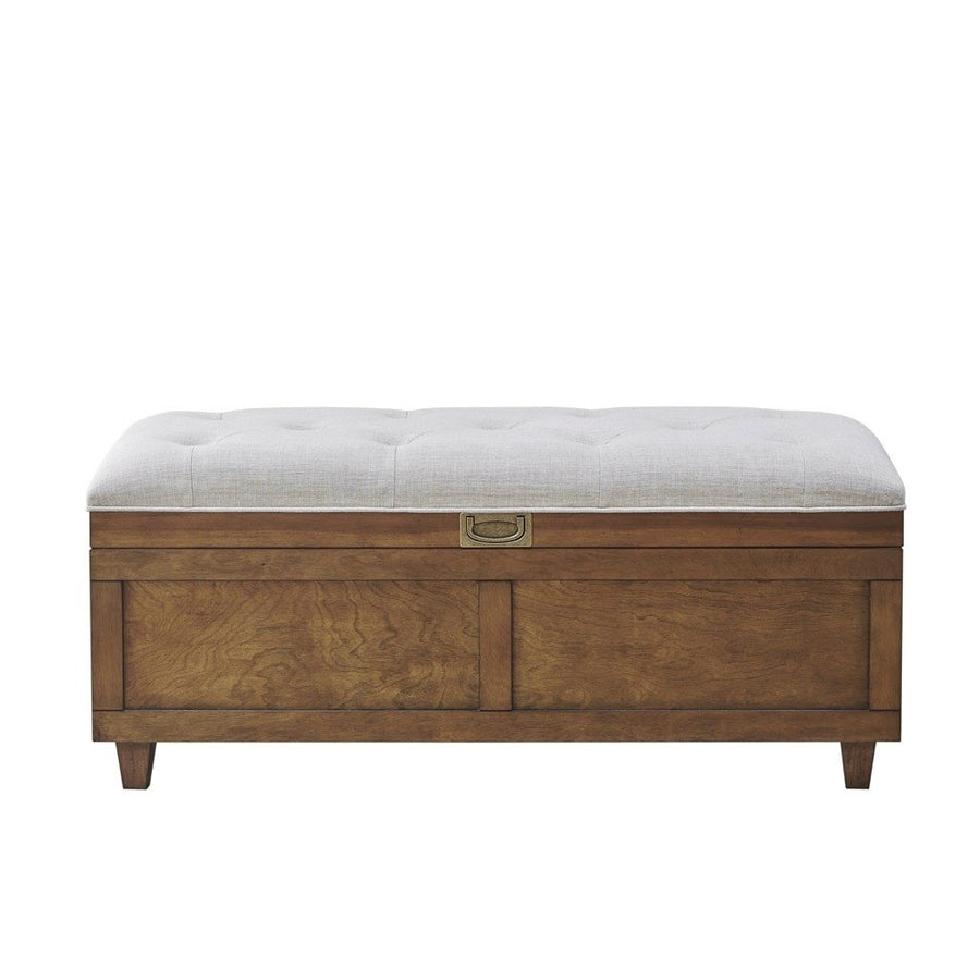 Gracie Mills Shelton Rustic Comfort Wood and Upholstered Storage Bench with Soft-Close - GRACE-15235 Image 1