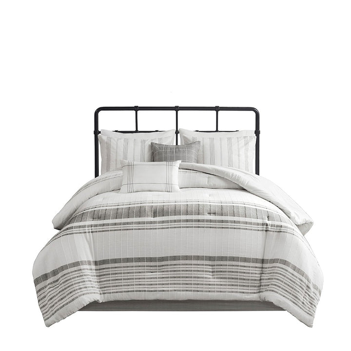Gracie Mills Ellison 6-Piece Jacquard Stripe Oversized Cotton Comforter Set - GRACE-14862 Image 1
