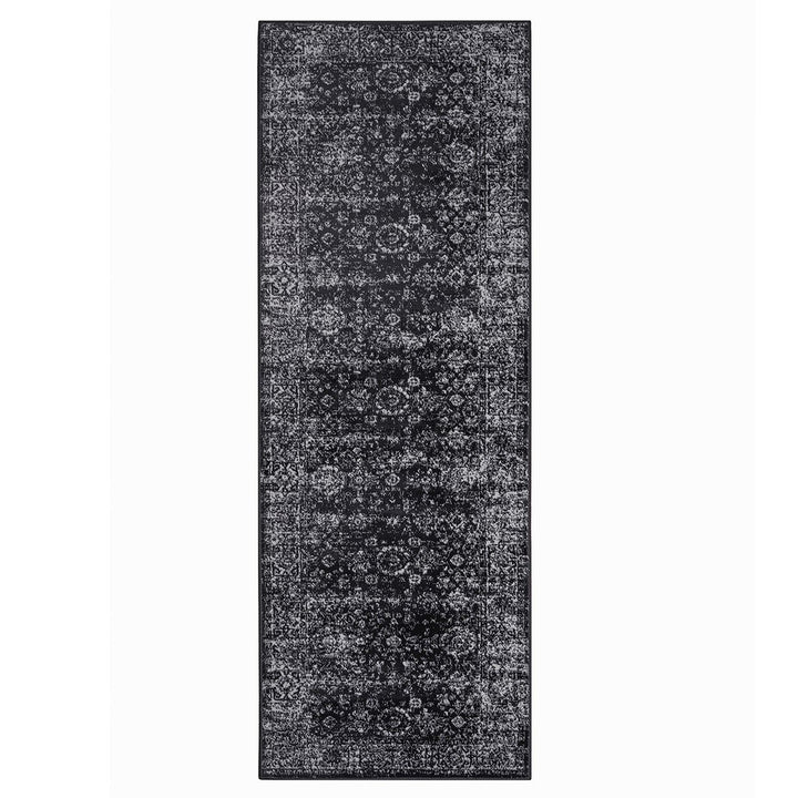 Gracie Mills Reina Vintage Persian Area Rug Distressed Black Cream Medium Size Image 1