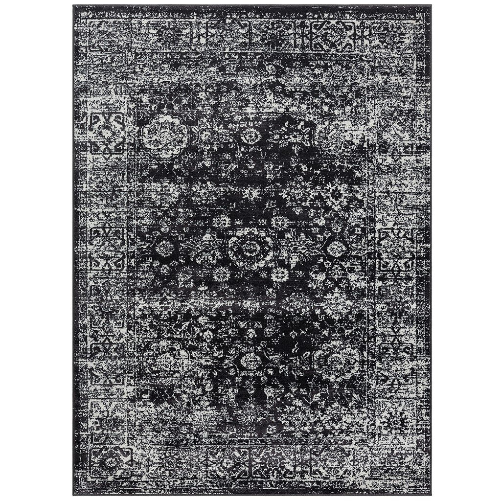 Gracie Mills Reina Vintage Persian Area Rug Distressed Black Cream Medium Size Image 4