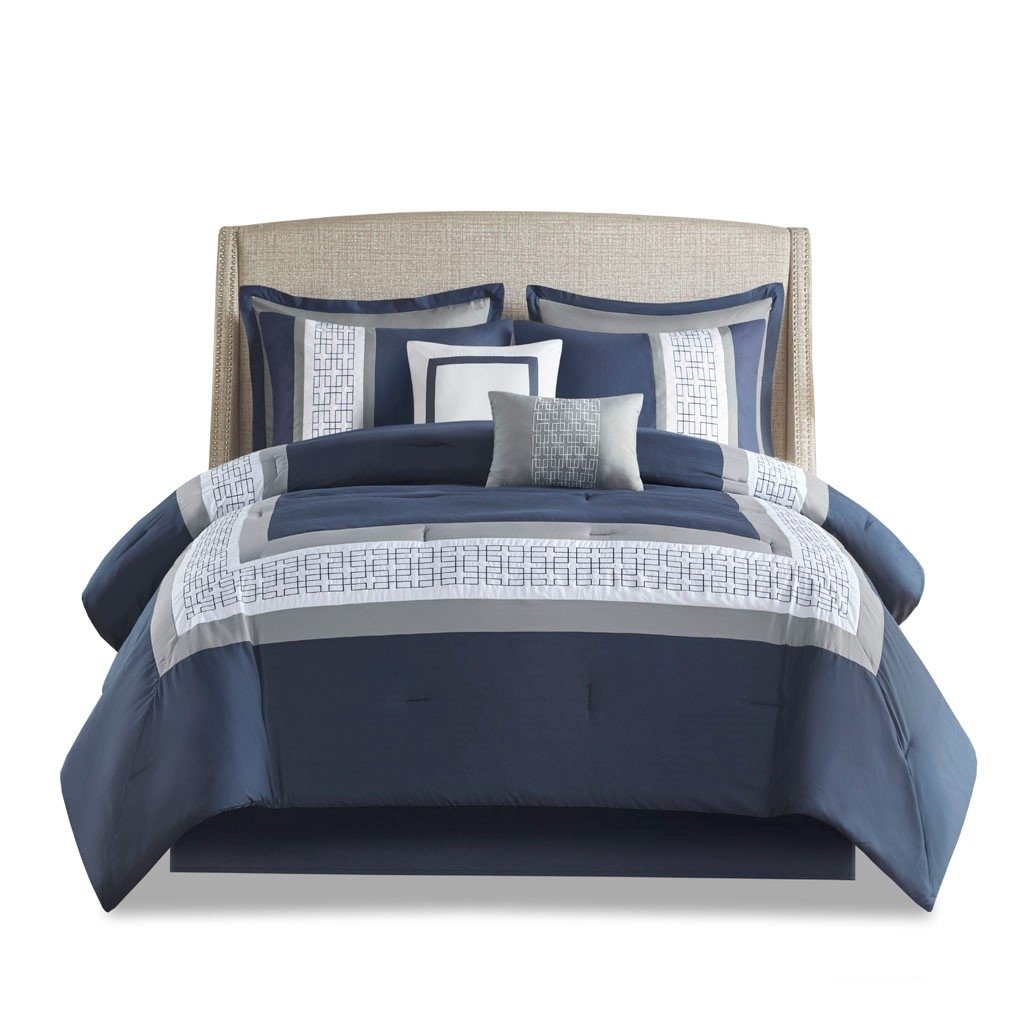 Gracie Mills 8-Piece Navy Embroidered Comforter Set GRACE-14955 Hotel Style Image 1