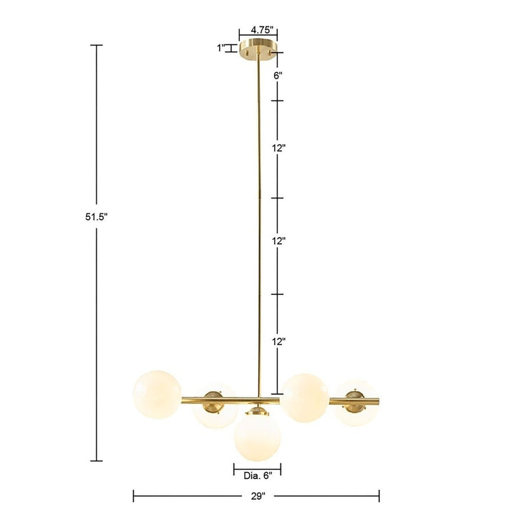 Gracie Mills Makenna 5-Light Brass Chandelier with Frosted Glass Globes - GRACE-15080 Image 3