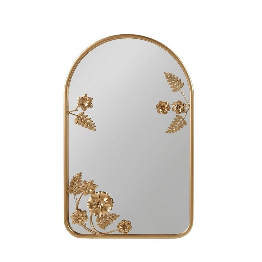 Gracie Mills Daisy 15.25"W x 25.25"H Arched Metal Wall Mirror with Floral details - GRACE-15454 Image 1