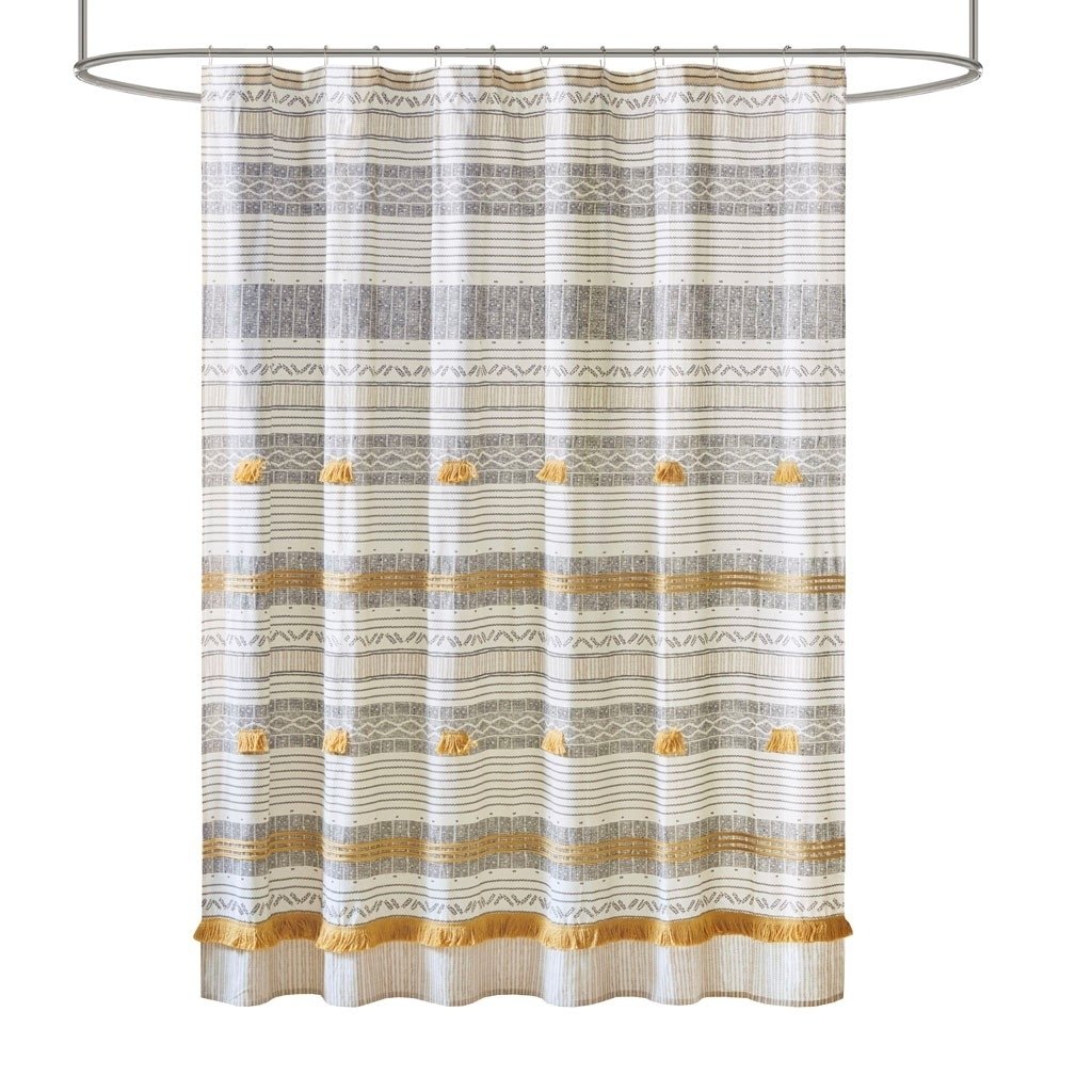 Gracie Mills Belinda Striped Cotton Shower Curtain with Tassel - GRACE-15148 Image 1