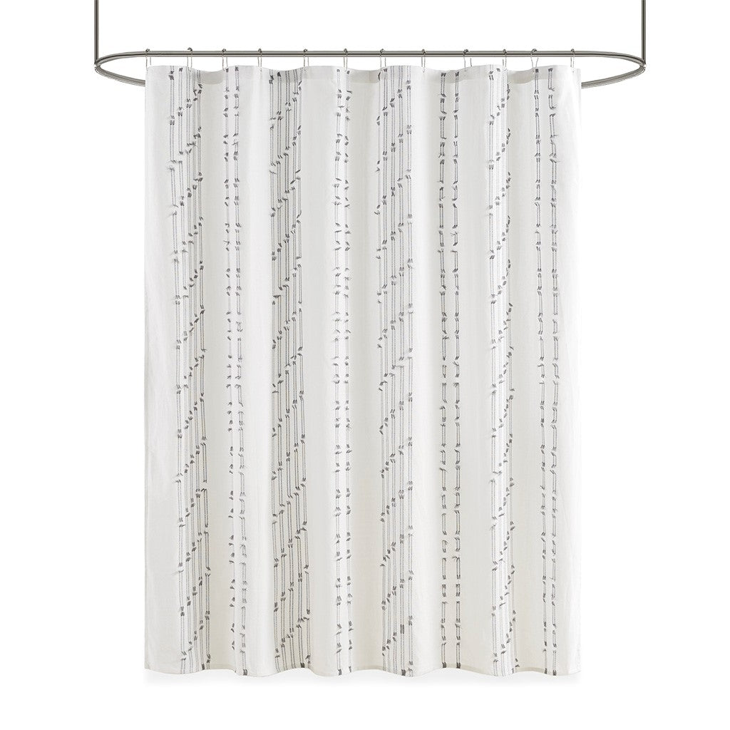 Gracie Mills Trujillo Solid Cotton Clipped Jacquard Shower Curtain - GRACE-15182 Image 4