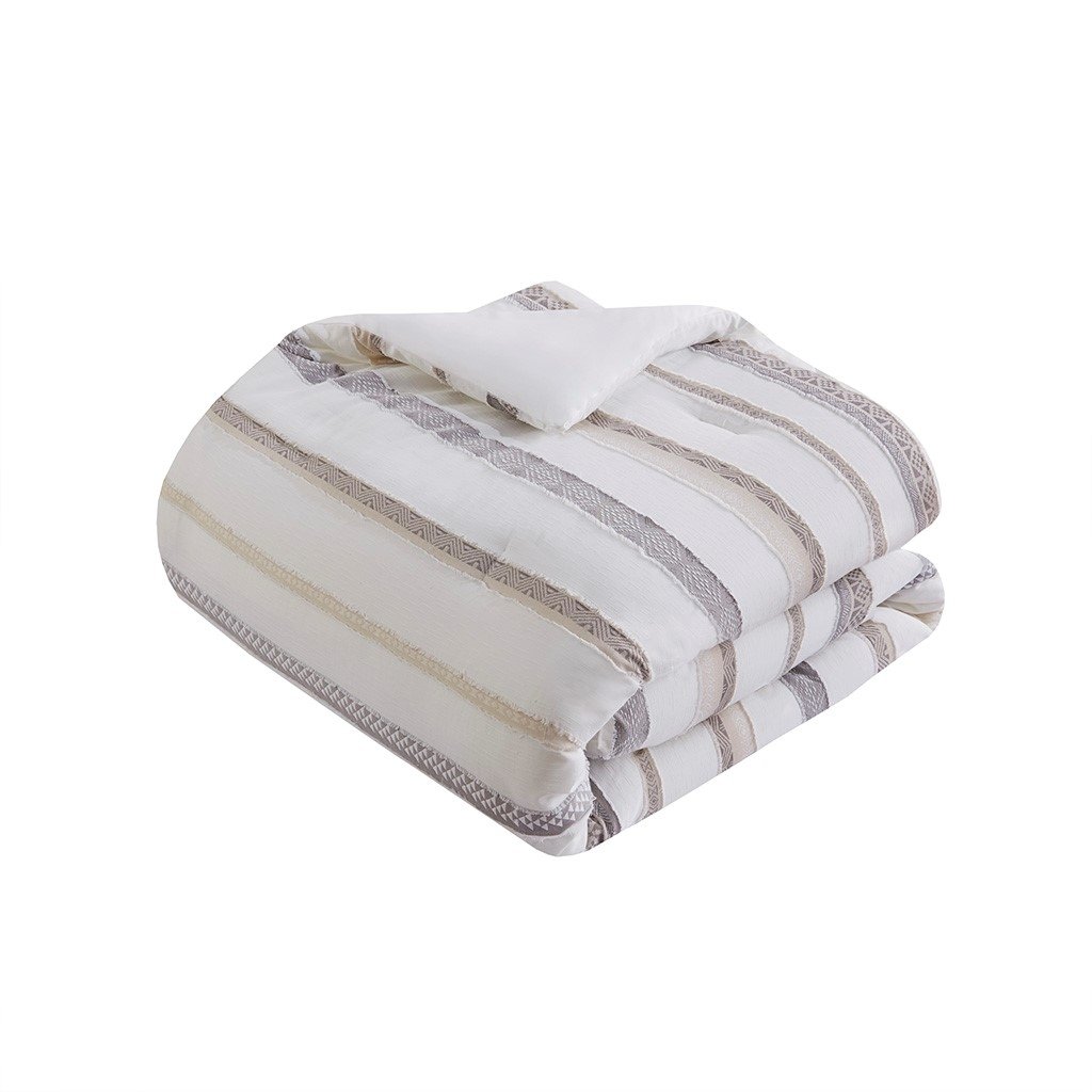 Gracie Mills Ismael Clipped Jacquard Stripe 5-Piece Comforter Set - GRACE-15269 Image 2