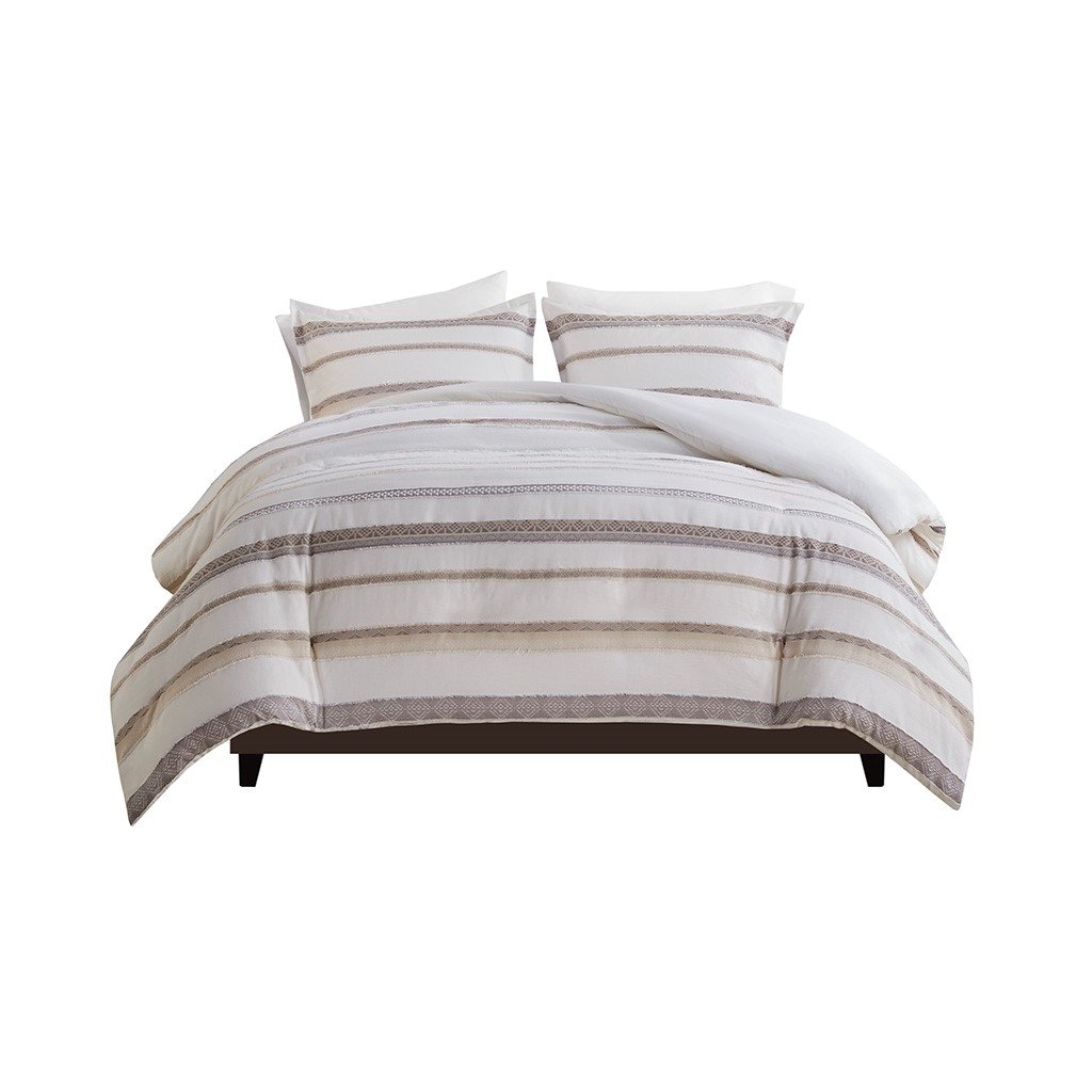 Gracie Mills Ismael Clipped Jacquard Stripe 3-Piece Duvet Cover Set - GRACE-15270 Image 1