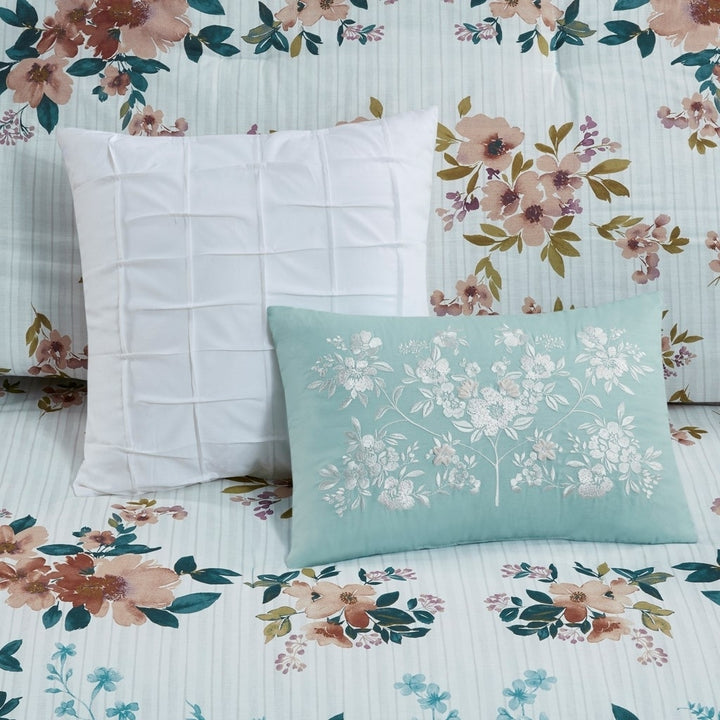 Gracie Mills Lemuel Floral Cotton Comforter Set Teal Grey Twin Size GRACE-15434 Image 3