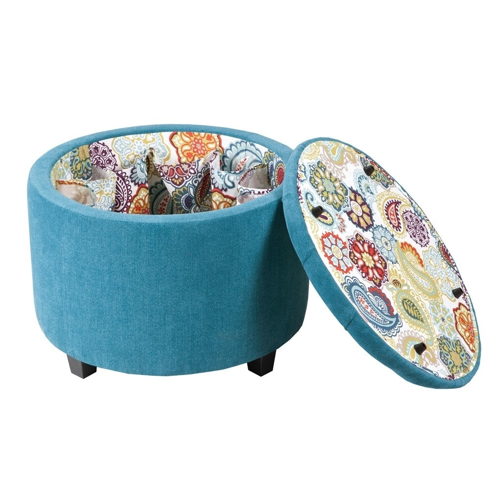 Gracie Mills Marietta Round Tufted Ottoman with Shoe Holder Insert - GRACE-3751 Image 3