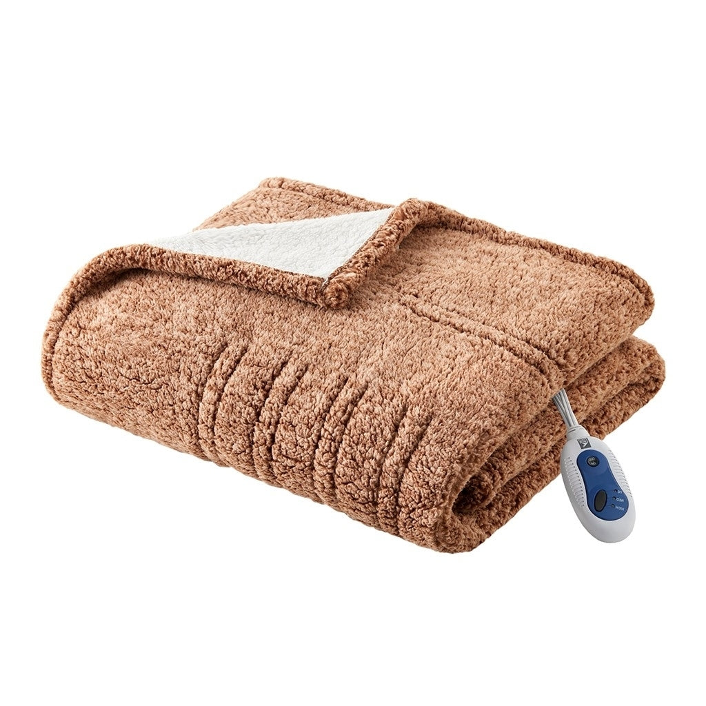 Gracie Mills Mckinley Solid Heated Sherpa Throw - GRACE-15486 Image 1