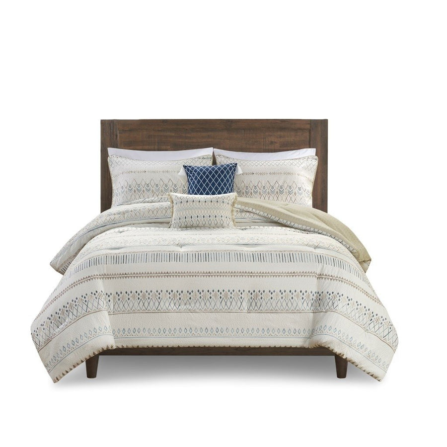 Gracie Mills Penny Southwest-Inspired 5 Piece Seersucker Comforter Set with Decorative Pillows - GRACE-15483 Image 1