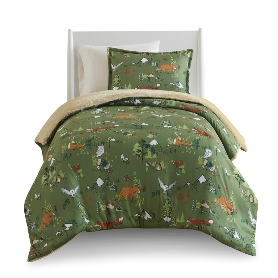 Gracie Mills Harvey Kids Forest Animals Plush Reversible Comforter Set - GRACE-15511 Image 1