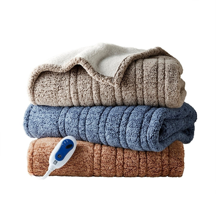 Gracie Mills Mckinley Solid Heated Sherpa Throw - GRACE-15486 Image 2