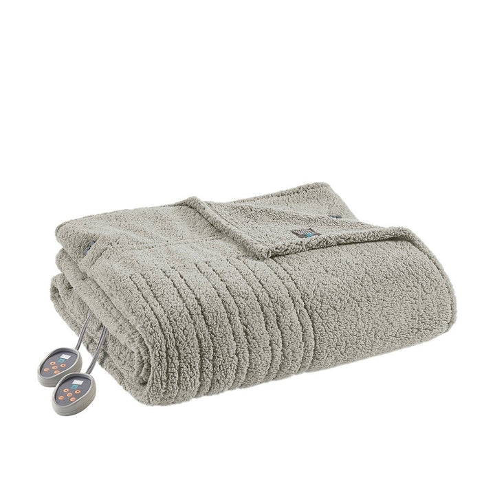 Gracie Mills Jorah Solid Sherpa Electric Heated Blanket Queen King GRACE-15521 Image 1