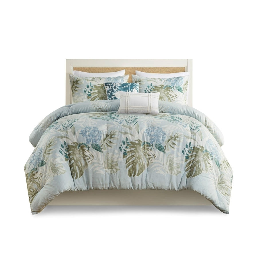Gracie Mills Romero Coastal Haven 6-Piece Oversized Cotton Comforter Set with Throw Pillow - GRACE-15548 Image 1