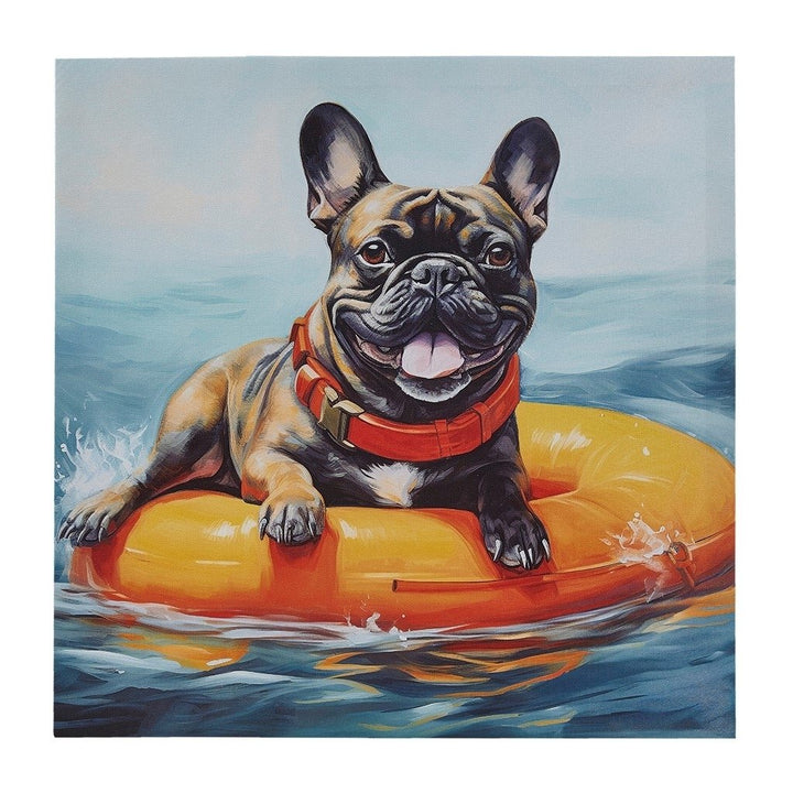 Gracie Mills Dog Canvas Wall Art Surfing Corgi 16x16 Inch GRACE-15558 Image 1