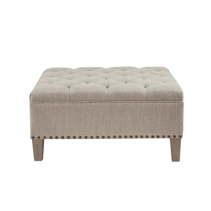 Gracie Mills Farley Button Tufted Square Cocktail Ottoman with Nailhead Accent - GRACE-179 Image 1