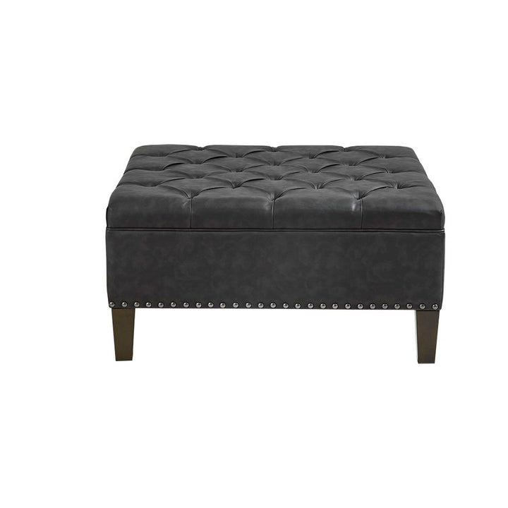 Gracie Mills Farley Button Tufted Square Cocktail Ottoman with Nailhead Accent - GRACE-179 Image 1