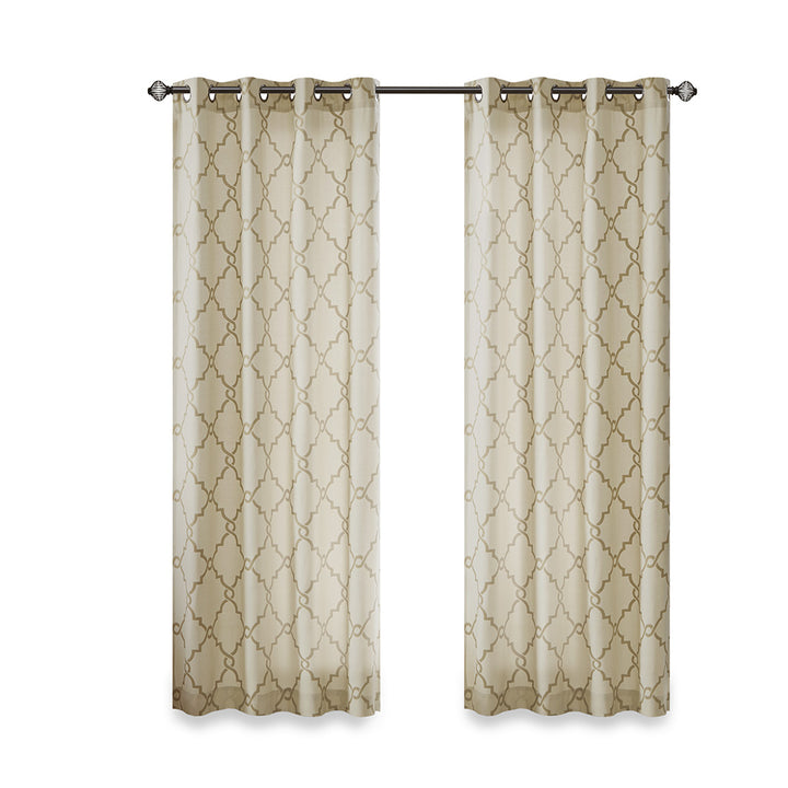 Gracie Mills Ondine Scroll Geometric Fretwork Grommet Window Curtain Panel - GRACE-160 Image 1